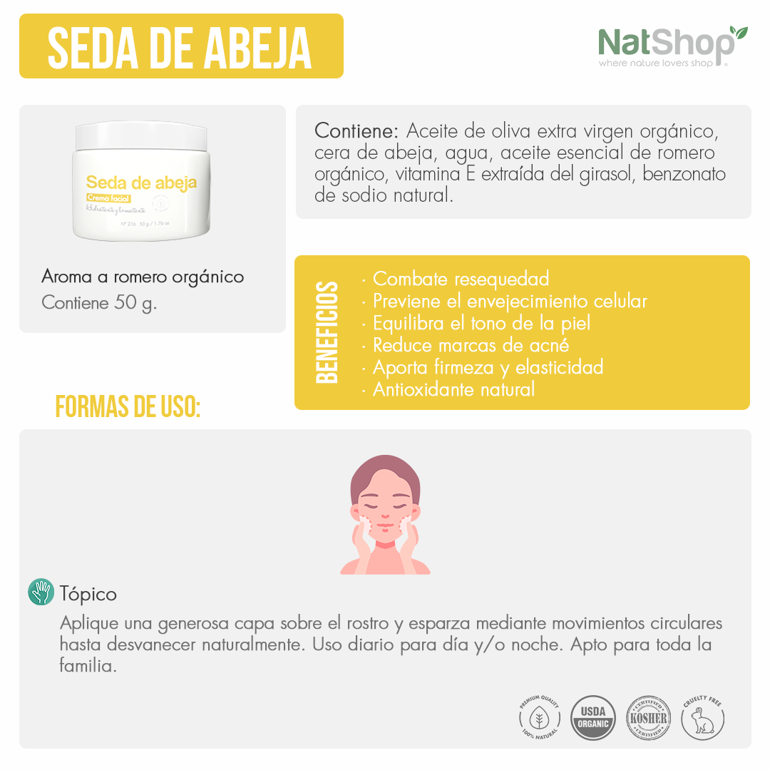 Seda de abeja - Oliva orgánica, cera de abeja, vitamina E y Romero 50ml