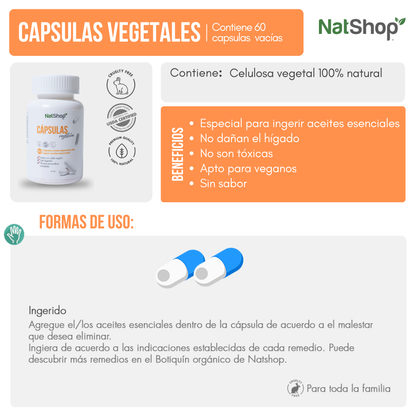 60 Cápsulas Vacias - 100% vegetales