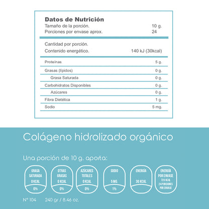 Colágeno hidrolizado  240g - Sin sabor